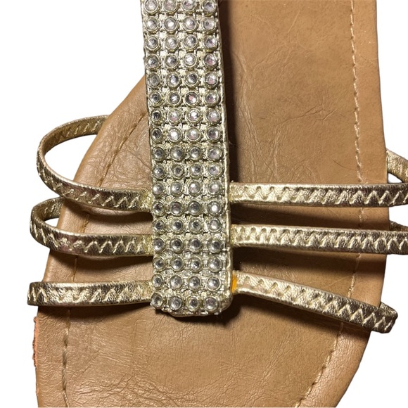 SPRING Gold Rhinestone Boho Chic Gladiator Style Sandals - Picture 4 of 5